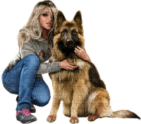 Woman_girl and dog - PNG gratuit