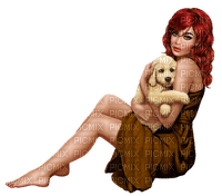 Frau mit Hundewelpen - nemokama png