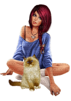 Woman with her cat. Leila - ücretsiz png