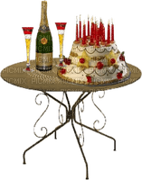 champagne-happy Birthday-joyeux anniversaire-cake-gâteau-BlueDREAM70 - png gratis