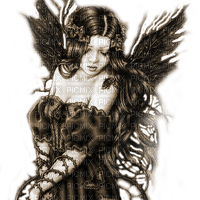 Y.A.M._Gothic fantasy angel sepia - zadarmo png