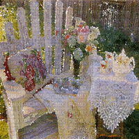 kikkapink background garden table painting - GIF เคลื่อนไหวฟรี