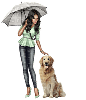 Femme avec un chien - darmowe png