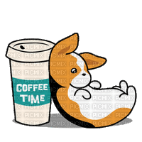 Corgi Dog Coffee Time - GIF เคลื่อนไหวฟรี