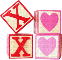 Blocks.XOXO.Text.Hearts.White.Pink.Red - 無料png