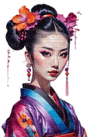 asian woman pink blue purple - nemokama png