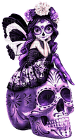 Sugar.Skull.Fairy.Purple.Black.White - zdarma png
