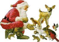Santa with Christmas animals bp - Gratis geanimeerde GIF