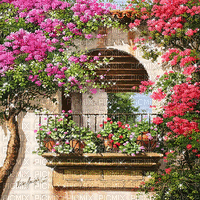 kikkapink vintage painting garden background gif - Darmowy animowany GIF