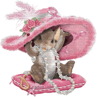 Mouse with Large Pink Hat and Pearls - Gratis geanimeerde GIF