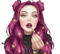 Femme cheveux violet prune - png ฟรี