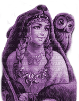 Y.A.M._Winter Fantasy women owl purple - Free PNG