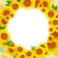 Sunflowers.Frame.Yellow - By KittyKatLuv65 - Free PNG