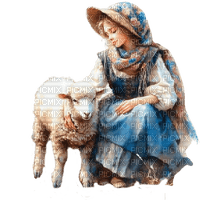 Woman with sheep - ücretsiz png