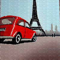 kikkapink vintage car animated paris background - Бесплатни анимирани ГИФ
