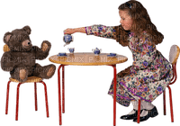 flicka och nalle - girl and teddy bear-barn - 無料png
