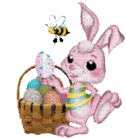 easter eggs rabbit glitter animation deco - GIF animasi gratis
