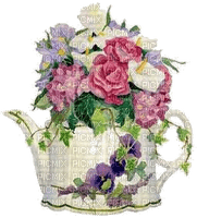 Vintage Teapot of Flowers - png ฟรี