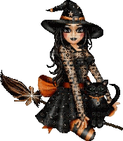 MMarcia gif doll bruxinha halloween cat - Бесплатный анимированный гифка