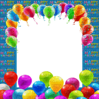 frame cadre birthday anniversaire fond balloon ballons blue rahmen - Free PNG