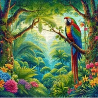 tropical parrot background - zdarma png