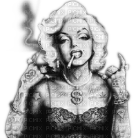 Rena Marilyn Gangster Frau black white - darmowe png