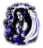 Rose Angel.Black.White.Blue - By KittyKatLuv65 - zdarma png