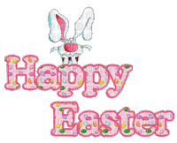Kaz_Creations Animated Easter Deco Bunny Text Happy Easter - Animovaný GIF zadarmo