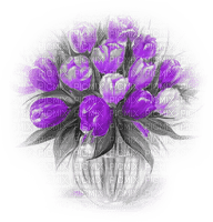 soave deco flowers vase spring tulips black white - Free PNG