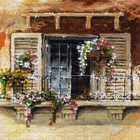 dolceluna balcony animated painting background - Бесплатни анимирани ГИФ