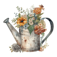 Floral Vintage Watering Can - ilmainen png