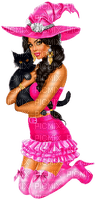 Woman.Witch.Halloween.Cat.Black.Pink - darmowe png