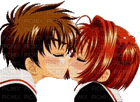 girl boy anime manga person tube kiss child - Free animated GIF