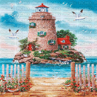 soave background animated summer lighthouse fence - Gratis geanimeerde GIF
