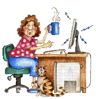 ani-kvinna-dricker kaffe - Bezmaksas animēts GIF