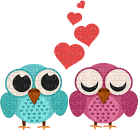 Kaz_Creations Valentines Heart Love Owls - PNG gratuit