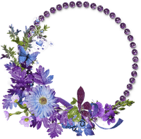 purple flowers frame - Free PNG