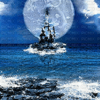 gothic blue background sea castle - GIF animé gratuit