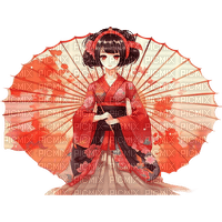♡§m3§♡ kawaii anime red Japanese Geshia - Free PNG