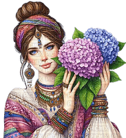 Mujer con flores - png gratis