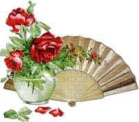 soave deco vintage flowers rose vase fan - 免费PNG