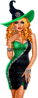 Woman.Witch.Halloween.Green.Black - Free PNG