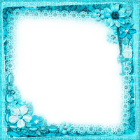 Turquoise Flowers Frame - By KittyKatLuv65 - безплатен png