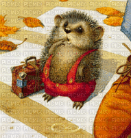 Cute Hedgehog in the Rain - Free animated GIF