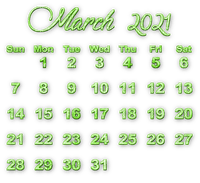 soave calendar deco march text 2021 - 免费PNG