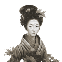 kikkapink autumn woman geisha sepia - безплатен png
