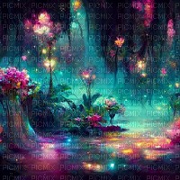fantasy forest lights background fairy - PNG gratuit