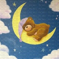 Gute Nacht, Teddy, Mond - png gratis