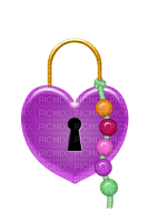 Kaz_Creations Deco Heart  Beads Padlock Hanging Dangly Things Hearts Colours - 免费PNG