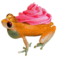 pink frosting cupcake frog - png grátis